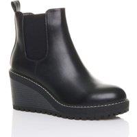 AJVANI Women's High Wedge Heel Chelsea Ankle Boots in Black | Size: 6