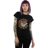 Disney Women's Frozen Olaf Sun On The Brain Cotton T-Shirt in Black | Size: Medium