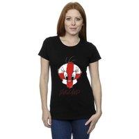 Looney Tunes Women's Tweety England Face Cotton T-Shirt in Black | Size: Medium