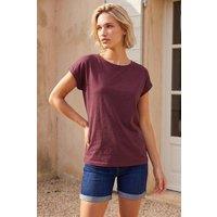 Roman Women's Plain Stretch Cotton Jersey T-Shirt in Burgundy | Size: 10