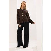 Star by Julien Macdonald Women's Knitted button cardigan in Chocolate | Size: 18-20