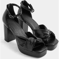 Yours Women's Knot Detail Platform Sandals In Wide E Fit & Extra Wide EEE Fit in Black | Size: 6E