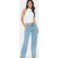 EGO Women's Straight Leg Denim Mid Rise Jeans in Pale Blue | Size: 6