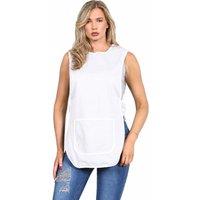 MyShoeStore Women's Chef Kitchen Catering Cleaning Bar Tabard Apron with Front Pocket in White | Size: 2XL
