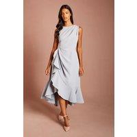 Coast Women's Petite Crepe Ruffle Dress With Low Back in Dusty Blue | Size: 16
