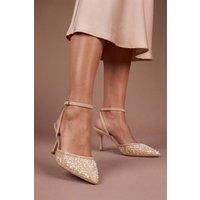 Coast Women's Maria Faux Leather Sequin Embellished Stiletto Court Shoes in Nude | Size: 3