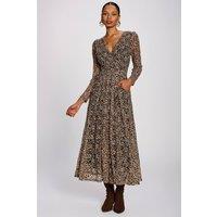 Jolie Moi Women's Long Sleeve Pleated Lace Maxi Dress | Size: 14