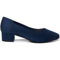Paradox London Women's Gretchen' Wide Fit Square Toe Block Heel Court Shoes in Navy | Size: 4E