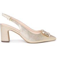 Paradox London Women's Gabriella' Wide Fit Block Heel Slingback Shoes in Gold | Size: 9E