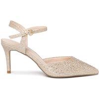 Paradox London Women's Ianthe' Embellished Open Stiletto Heel Court Shoes in Gold | Size: 3