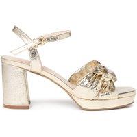 Paradox London Women's Nola' Wide Fit Block Heel Platform Sandals in Gold | Size: 7E