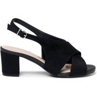 Paradox London Women's Neroli' Wide Fit Block Heel Peep Toe Slingback Heels in Black | Size: 5E