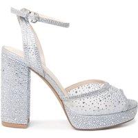 Paradox London Women's Lysandra' Embellished Block Heel Platform Sandals in Silver | Size: 9