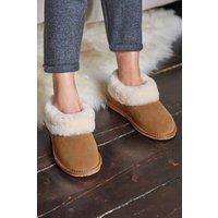 WoolOvers Women's Womens Short Sheepskin Slipper Boot in Tan | Size: 9