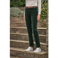 WoolOvers Women's Cotton Straight Leg Cord Jeans in Green | Size: 12R