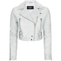 TruClothing Women's Leather Jacket Cross Zip Biker Brando Classic in White | Size: 3XL