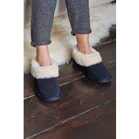 WoolOvers Women's Womens Short Sheepskin Slipper Boot in Navy | Size: 3