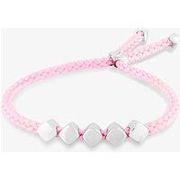 T.H.Baker Women's Rosa Lea Pink Cord Cube Toggle Bracelet AM-2THB034004 in Silver | Size: Adjustable