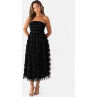 Anaya with Love Women's Bandeau Ruffle Midi Dress in Black | Size: 12