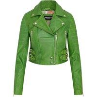 Infinity Leather Women's Brando Cropped Leather Jacket - Longtown in Green | Size: 18