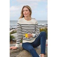 WoolOvers Women's Breton Button Jumper | Size: Medium