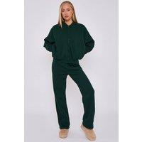 STYLEWISE Women's Fleece Zipper - Oversized Bomber Style - Co-ord Set in Green | Size: S/M