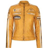 TruClothing Women's Leather Motorcycle Biker Jacket in Yellow | Size: 2XL