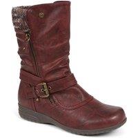 Pavers Women's Slouch Calf Boots in Burgundy | Size: 7