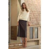 Izabel London Women's Faux Leather High Waist Midi Skirt in Black | Size: 18