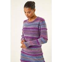 Roman Women's Stripe Knit Jumper Dress in Purple | Size: 10