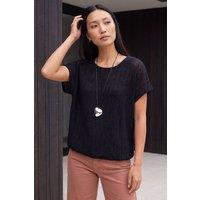 Roman Women's Textured Overlay Top in Black | Size: 10
