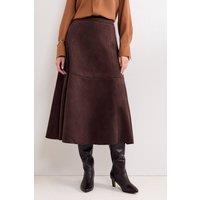 Phase Eight Women's Jessie Faux Suede Midi Skirt in Dark Brown | Size: 18