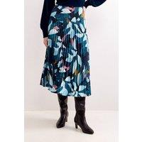 Phase Eight Women's Ebony Printed Midi Skirt in Turquoise | Size: 18