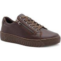 Pavers Women's Casual Leather Trainers in Dark Brown | Size: 5
