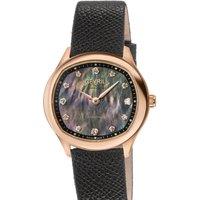 Gevril Women's Morcote Swiss Diamond Watch Black MOP, Black Leather Strap