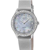 Gevril Women's Morcote Swiss Diamond Grey MOP Grey Leather Watch in Silver