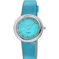 GV2 Women's Arezzo Diamond Turquoise Dial Genuine Torquoise Leather Watch in Light Blue