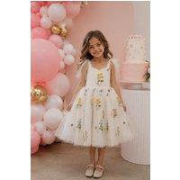 Lilly + Bo Girl's Athena in Ivory Party or Flower Girl Dress in Natural | Size: 7-8 Years