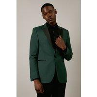 Burton Men's Dark Green Tailored Fit peak Collar Tuxedo Jacket | Size: 46R
