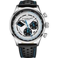 STHRLING Original Men's Monaco Quartz 42mm Chronograph Watch with Leather Band in Silver