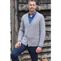 WoolOvers Men's 100% Wool V Neck Cardigan in Grey | Size: 3XL