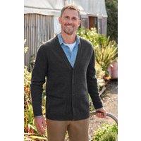 WoolOvers Men's 100% Wool V Neck Cardigan in Dark Grey | Size: Large