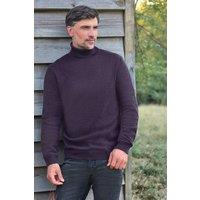 WoolOvers Men's Mens Lambswool Polo Neck Jumper in Purple | Size: Small