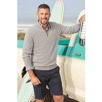 WoolOvers Men's Cashmere & Merino Zip Neck Jumper in Light Grey | Size: Small