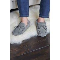 WoolOvers Men's Mens Sheepskin Moccasin in Grey | Size: 7