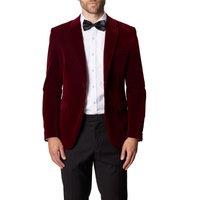 XPOSED Men's GARY Velvet Blazer - Stylish & Versatile in Maroon | Size: 46