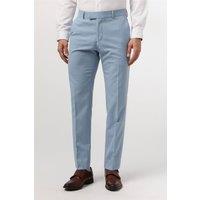 Antique Rogue Men's Flat Fronted Slim Fit Suit Trousers in Baby Blue | Size: 30R