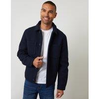 threadbare Men's Faux Wool Button Up Quilted Shacket in Blue | Size: Small