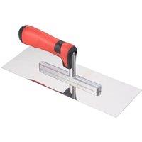 Living and Home 28x10cm Stainless Steel Soft-Grip Finishing Trowel Concrete Plaster Hand Tool in Silver | Size: 28x10 cm