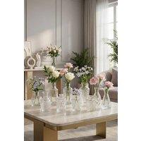 Living and Home Pack of 10 Small Vintage Glass Bud Vase Set in Clear
